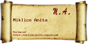 Miklics Anita névjegykártya